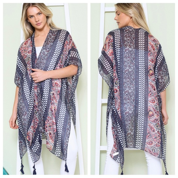 14 Boho Floral Kimono Duster - Picture 3 of 3